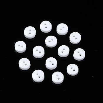 DIY Handcraft Buttons For Dolls Clothes, Flat Round, Resin Button, White, 6mm