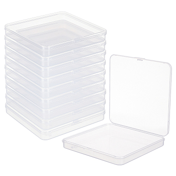 Transparent Plastic Storage Boxes, Square Case with Hinged Lid, WhiteSmoke, 11x11.1x1.5cm