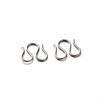 201 Stainless Steel S-Hook Clasps, M Clasps, Stainless Steel Color, 9.5x10.5x0.5mm