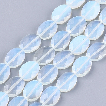 Opalite Beads Strands, Faceted, Oval, 18x13~13.5x5.5~6mm, Hole: 1.2mm, about 11pcs/strand, 7.8 inch