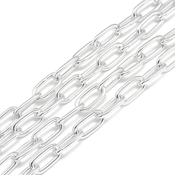 Aluminum Paperclip Chains, Drawn Elongated Cable Chains, Unwelded, Oval, Gainsboro, 15.5x7.5x2mm