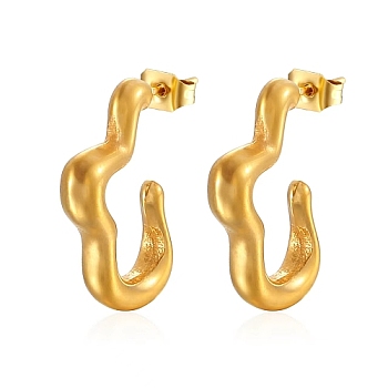 304 Stainless Steel Stud Earrings, Half Hoop Earrings, Cloud, Golden, 19x18mm