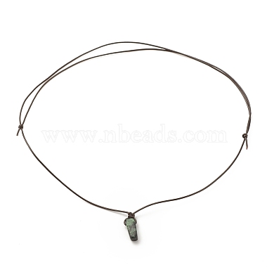 Natural Ruby in Zoisite Nugget Pendant Necklace with Cowhide Leather Cord(NJEW-JN03882-05)-4