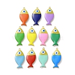 201 Stainless Steel Enamel Pendants, Golden, Fish, Mixed Color, 24.5x11.5x4mm, Hole: 1.2mm(FIND-Z102-04G)