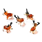 Handmade Bumpy Lampwork Home Decorations, 3D Deer Ornaments for Gift, Coral, 23.5~24.5x15~17x23.5~25mm(X1-LAMP-K039-11)