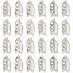 40Pcs Brass Snap on Bails, with Crystal Rhinestone, Leaf, Platinum, 12x4x8mm(KK-SC0003-55)