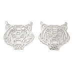 Brass Filigree Animal Pendants, Cadmium Free & Nickel Free & Lead Free, Tiger Charms, Real Platinum Plated, 23x23.5x1mm, Hole: 1mm(KK-G468-37P)