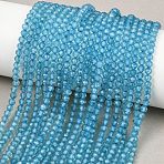 Natural Blue Topaz Beads Strands, Round, Faceted, 3~3.5mm, Hole: 0.5mm, about 134pcs/strand, 15.55''(39.5cm)(G-B175-D21-3mm)