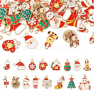 Pandahall 32Pcs 16 Styles Christmas Theme Alloy Enamel Pendants, Mixed Shapes, Mixed Color, 17.5~27x9.5~21x1~2.5mm, Hole: 1.6~2mm, 2pcs/style(ENAM-TA0001-64)