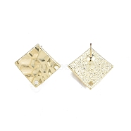 Alloy Stud Earring Findings, with Hole and 304 Stainless Steel Pins, Rhombus, Cadmium Free & Nickel Free & Lead Free, Light Gold, 17x17mm, Hole: 1.4mm, Pin: 0.7mm(X-PALLOY-N150-83LG)