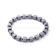 Unisex Stretch Bracelets, with Non-Magnetic Synthetic Hematite Beads, Round & Cube, 2-1/4 inch(5.6cm)(X-BJEW-JB04845-03)