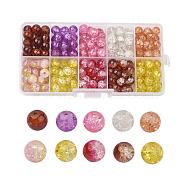 Transparent Crackle Glass Beads, Round, Mixed Color, 6mm, Hole: 1.3~1.6mm, about 400~450pcs/box(CCG-X0008-02-6mm)