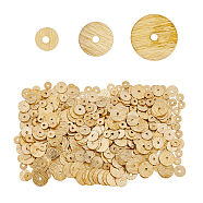 420Pcs 3 Styles  Brass Spacer Beads, Long-Lasting Plated, Heishi Beads, Disc, Golden, 4~8x0.5~0.8mm, Hole: 1.2mm, 140pcs/style(KK-FH0007-01)