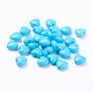 Opaque Acrylic Beads, Opaque, Heart, Cyan, Size: about 10mm long, 11mm wide, 6mm thick, hole: 2mm(X-SACR-10X11-1)