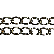 Soldered Iron Curb Chains, with Spool, Gunmetal, 6x4.5x0.8mm, about 301.83 Feet(92m)/roll(CH-R082-01B)