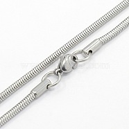 Men's 304 Stainless Steel Snake Chain Necklaces, with Lobster Claw Clasps, Stainless Steel Color, 19.7 inch(50cm), 2.5mm(STAS-O037-74P)