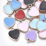 UV Plating Acrylic Pendants, with Enamel, Heart, Mixed Color, Light Gold, 20x17x2.5mm, Hole: 2mm(OACR-T005-73KC)
