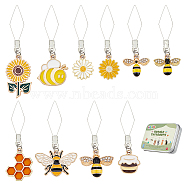 20Pcs 10 Style 304 Stainless Steel Threaders, with Alloy Enamel Pendant, Sunflower & Bees & Honeycomb, Mixed Color, 46~59mm, 2pcs/style(DIY-AB00046)