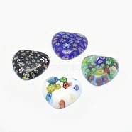 Handmade Millefiori Glass Cabochons, Heart, Mixed Color, 28~30x28~30x5~6.5mm(LAMP-O016-21)