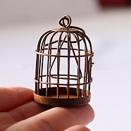 Miniature Vintage Style Rusty Iron Birdcage, for Dollhouse Garden Accessories, Pretending Prop Decorations, Chocolate, 40x30mm(MIMO-PW0001-167B-1)