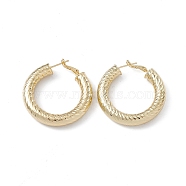 Long-Lasting Plated Brass Hoop Earrings for Women, Lead Free & Cadmium Free, Twist Ring, Real 18K Gold Plated, 40x39.5x7.3mm, Pin: 0.8mm(EJEW-A088-07G)