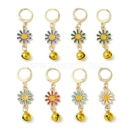 Daisy Alloy Enamel Pendants Decoraiton, with Brass Bell Charms and 304 Stainless Steel Leverback Earring Findings, Mixed Color, 45x12.5mm, 8pcs/set
(HJEW-JM01047)