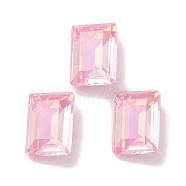 Glass Rhinestone Cabochons, Point Back & Back Plated, Faceted, Rectangle, Light Rose, 14x10x5.5mm(RGLA-G020-01A-123AM)
