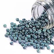 TOHO Round Seed Beads, Japanese Seed Beads, (1208) Opaque Blue Marbled, 11/0, 2.2mm, Hole: 0.8mm, about 5555pcs/50g(SEED-XTR11-1208)
