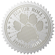 Custom Round Silver Foil Embossed Picture Stickers, Self Adhesive Award Certificate Seals, Metallic Stamp Seal Stickers, Paw Print, 50mm, 4pcs/sheet(DIY-WH0503-007)