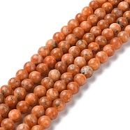 Natural Orange Calcite Beads Strands, Round, 8~8.5mm, Hole: 1mm, about 48pcs/strand, 15.16~15.35 inch(38.5~39cm)(G-E576-74D)