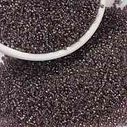MIYUKI Round Rocailles Beads, Japanese Seed Beads, (RR1836) Sparkling Lined Smoky Amethyst AB, 15/0, 1.5mm, Hole: 0.7mm, about 5555pcs/bottle, 10g/bottle(SEED-JP0010-RR1836)