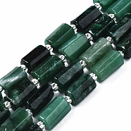 Natural Emerald Quartz Beads Strands, with Seed Beads, Faceted Column, 9~14x5~7x5~6mm, Hole: 1.2mm, about 15~17pcs/strand, 7.09 inch(18cm)(G-S376-011)
