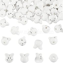 Olycraft Handmade Porcelain Beads, Famille Rose Porcelain, Totoro, White, 11.5x12x10.5mm, Hole: 2mm, 50pcs/box(PORC-OC0001-08)