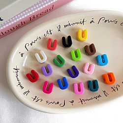 Opaque Acrylic European Beads, Large Hole Beads, Mixed Color, Letter U, 19.8~21x8.7~18.3x13.6~13.8mm, Hole: 6.3mm, 138~252pcs/500g(OACR-M027-01U)