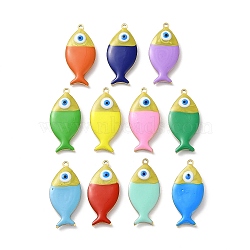 201 Stainless Steel Enamel Pendants, Golden, Fish, Mixed Color, 24.5x11.5x4mm, Hole: 1.2mm(FIND-Z102-04G)