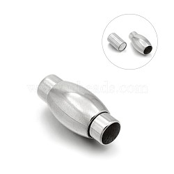 Smooth 304 Stainless Steel Barrel Magnetic Clasps with Glue-in Ends, Stainless Steel Color, 21x12.5mm, Hole: 8mm(STAS-E089-34F)