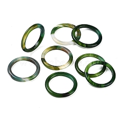 Dyed & Heated Natural Striped Agate/Banded Agate Finger Rings for Women, Green, 2.5~3mm, Inner Diameter: 17~18mm(RJEW-Z075-01R)