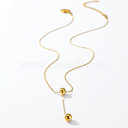 Simple Casual Fashion Brass Round Lariat Necklaces for Women, Real 18K Gold Plated, 15.75 inch(40cm)(DJ3390)