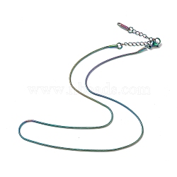 Ion Plating(IP) 304 Stainless Steel Round Snake Chain Necklace for Men Women, Rainbow Color, 15.83 inch(40.2cm)(NJEW-K245-016D)