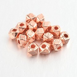 Polyhedron Alloy Finding Beads, Lead Free & Cadmium Free, Rose Gold, 3x3x3mm, Hole: 1mm(PALLOY-M150-05RG-RS)