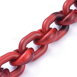 Transparent Acrylic Handmade Cable Chain, Oval, Dark Red, 20x18x8mm, about 39.37 inch(1m)/strand(AJEW-JB00546-02)