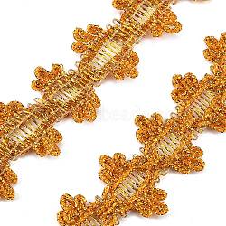 Polyester Lace Ribbons, Floral Lace Trim, Garment Accessories, Gold, 1-3/8 inch(34mm)(OCOR-WH0082-20A)