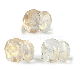 Spray Painted Glass Beads, Elephant, Light Goldenrod Yellow, 11x14x9.5mm, Hole: 1.2mm(GLAA-Z007-04D)