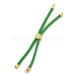 Nylon Cords Bracelet Makings Fit for Connector Charms, with Golden Brass Tree Slider Beads, Long-Lasting Plated, Green, 8-5/8 inch(22cm), Hole: 1.9mm(AJEW-P116-01G-17)