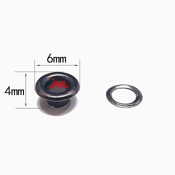 Iron Grommet Eyelet Findings, with Washers, for Bag Repair Replacement Pack, Gunmetal, 0.4x0.6cm, Inner Diameter: 0.3cm
