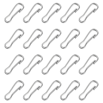 201 Stainless Steel Keychain Clasp Findings, Stainless Steel Color, 20x7x2mm