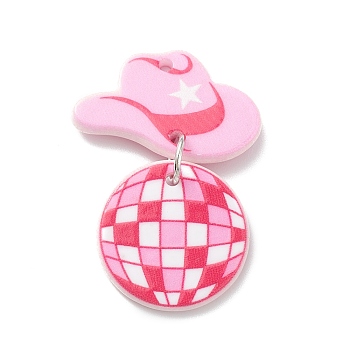 Acrylic Pendants, with Iron Jump Ring, Hat, 39mm, Hole: 1.8mm