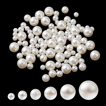 300Pcs 6 Sizes ABS Plastic Imitation Pearl Round Beads, No Hole Beads, Beige, 2~8mm, about 50pcs/style