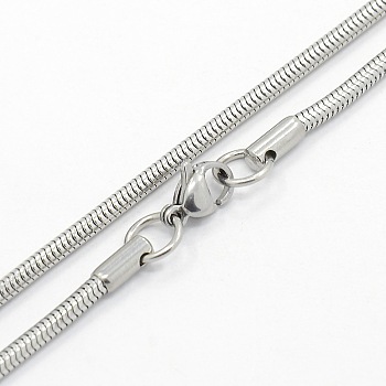 Men's 304 Stainless Steel Snake Chain Necklaces, with Lobster Claw Clasps, Stainless Steel Color, 19.7 inch(50cm), 2.5mm