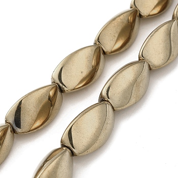 Electroplated Non-magnetic Synthetic Hematite Beads Strands, Long-Lasting Plated, Twist, Light Gold Plated, 20~21x11.5~12x11mm, Hole: 1.8mm, about 20pcs/strand, 16.02''(40.7cm)